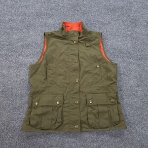 Ralph Lauren Vest Womens L Green Orange Reversible Utility Pockets Hiking Hunt